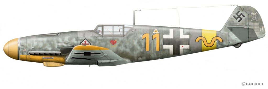 Profil von Claes Sundin Schweden: Oblt. Hermann Grafs Bf 109 G-2 „ Gelbe 11 “